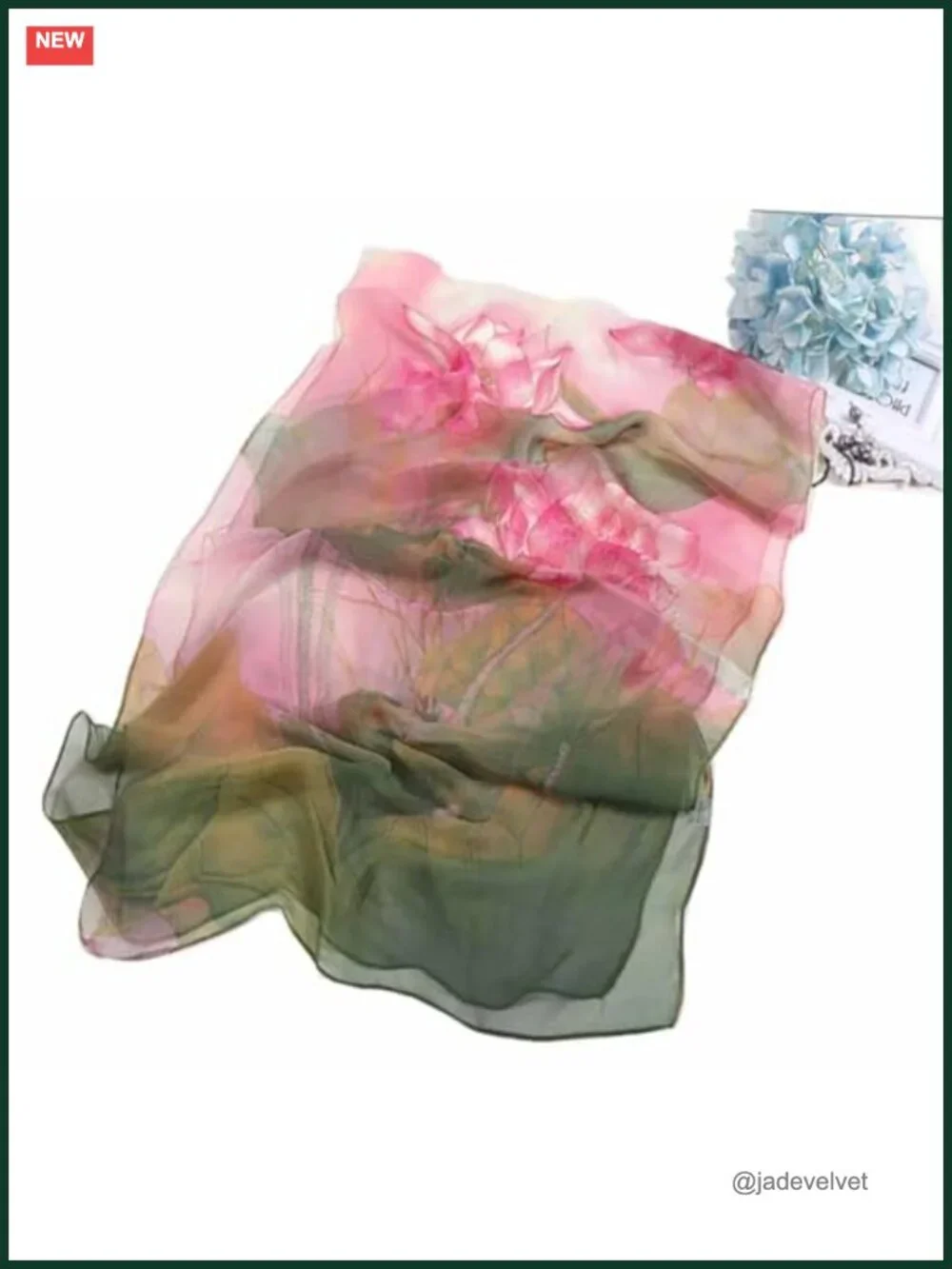Floral Print Lightweight Scarf Shawl Wrap Women Silk Feeling Polyester